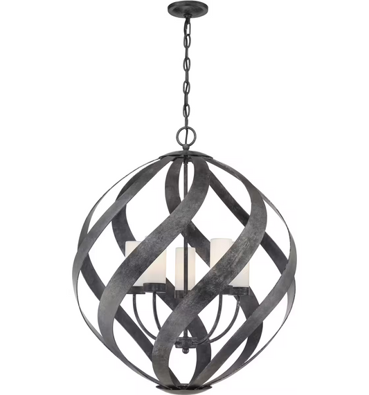 Blacksmith 5-Light Outdoor Chandelier Pendant in Old Black