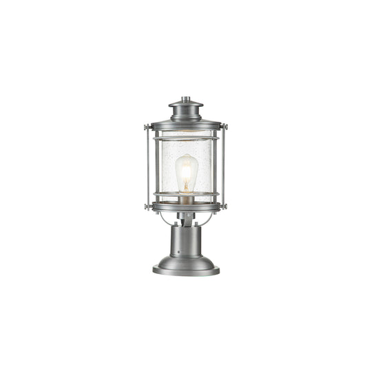 Booker 1-Light Medium Pedestal Lantern in Industrial Aluminium