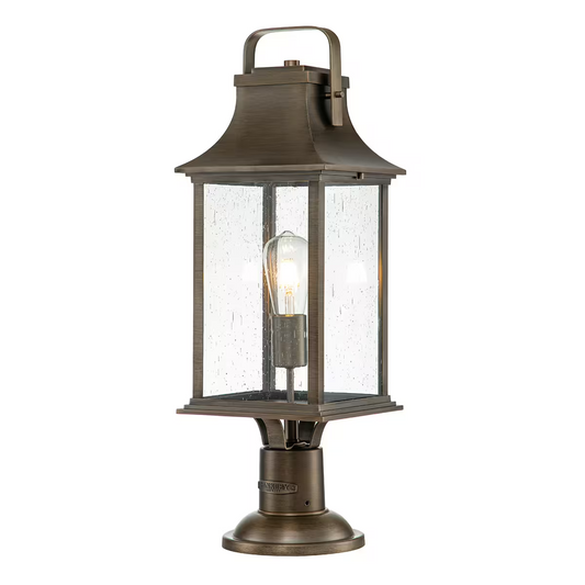 Grant 1-Light Large Pedestal Lantern in Burnished Bronze