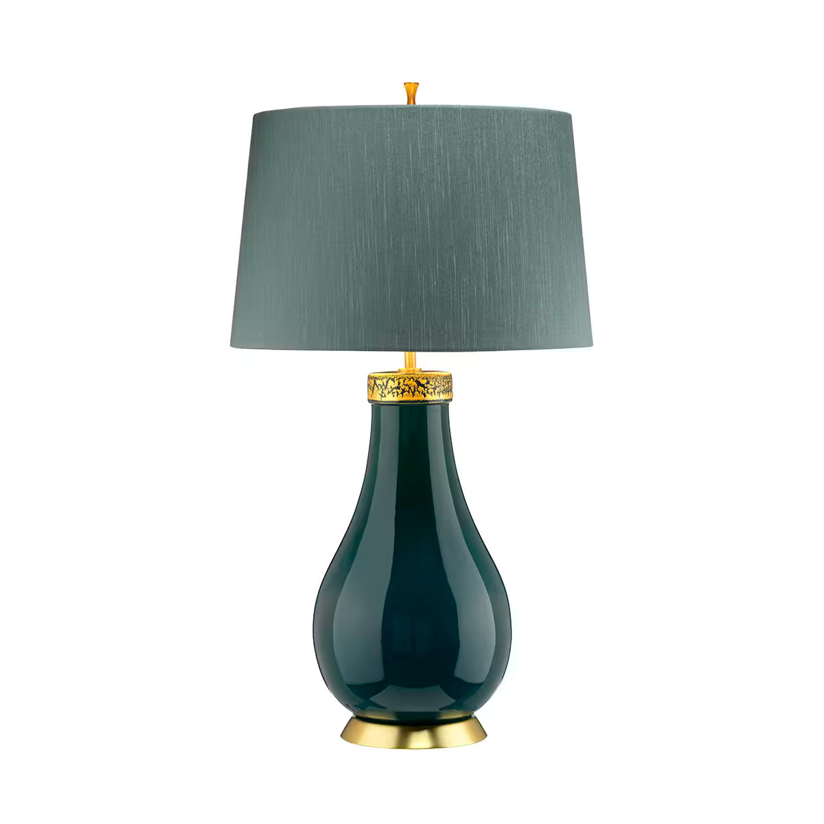 Havering 1-Light Table Lamp in Azure-Turquoise & Aged Brass