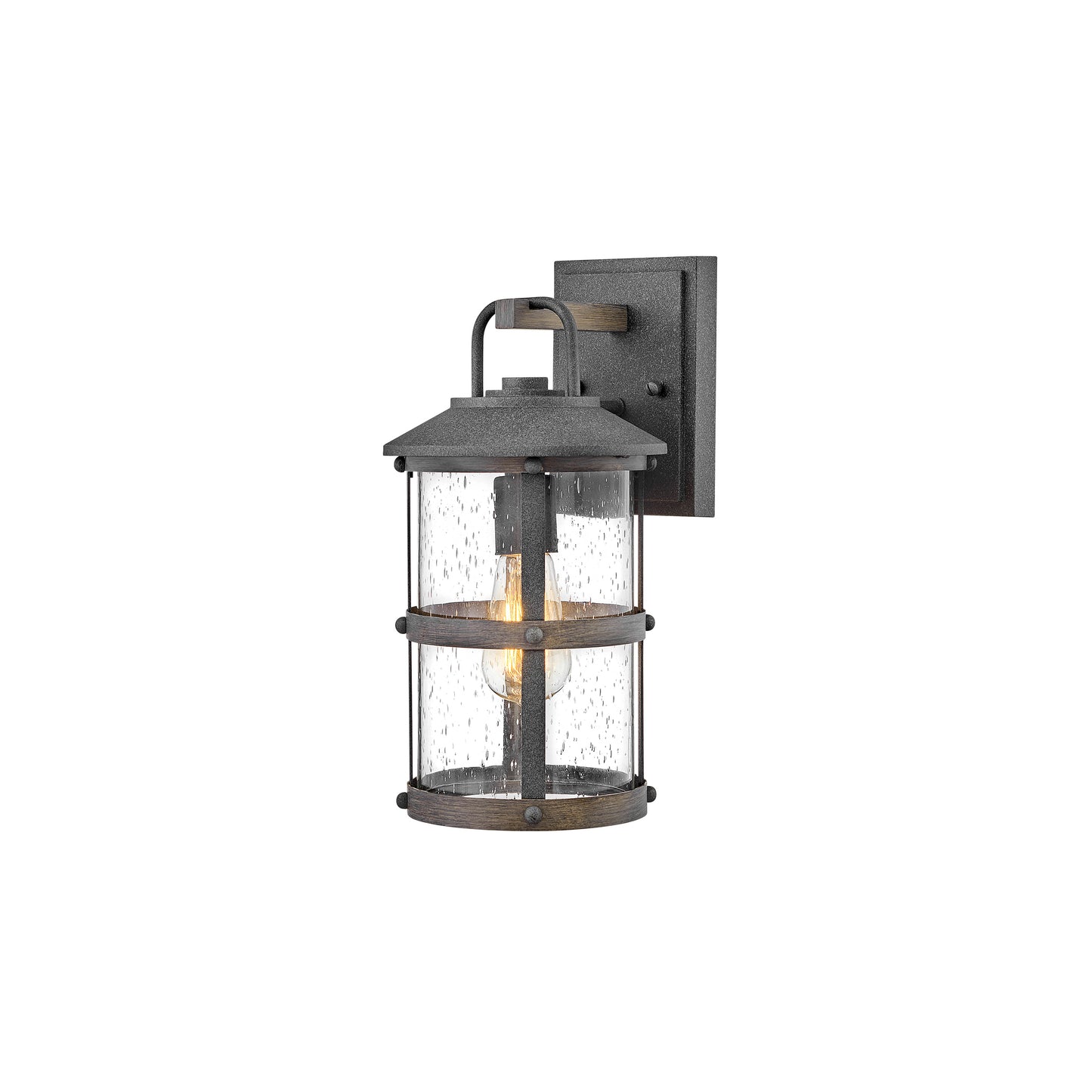 Lakehouse 1-Light Wall Lantern in Aged Zinc with Driftwood Grey
