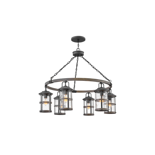 Lakehouse 6-Light Outdoor Chandelier in Aged Zinc with Driftwood Grey