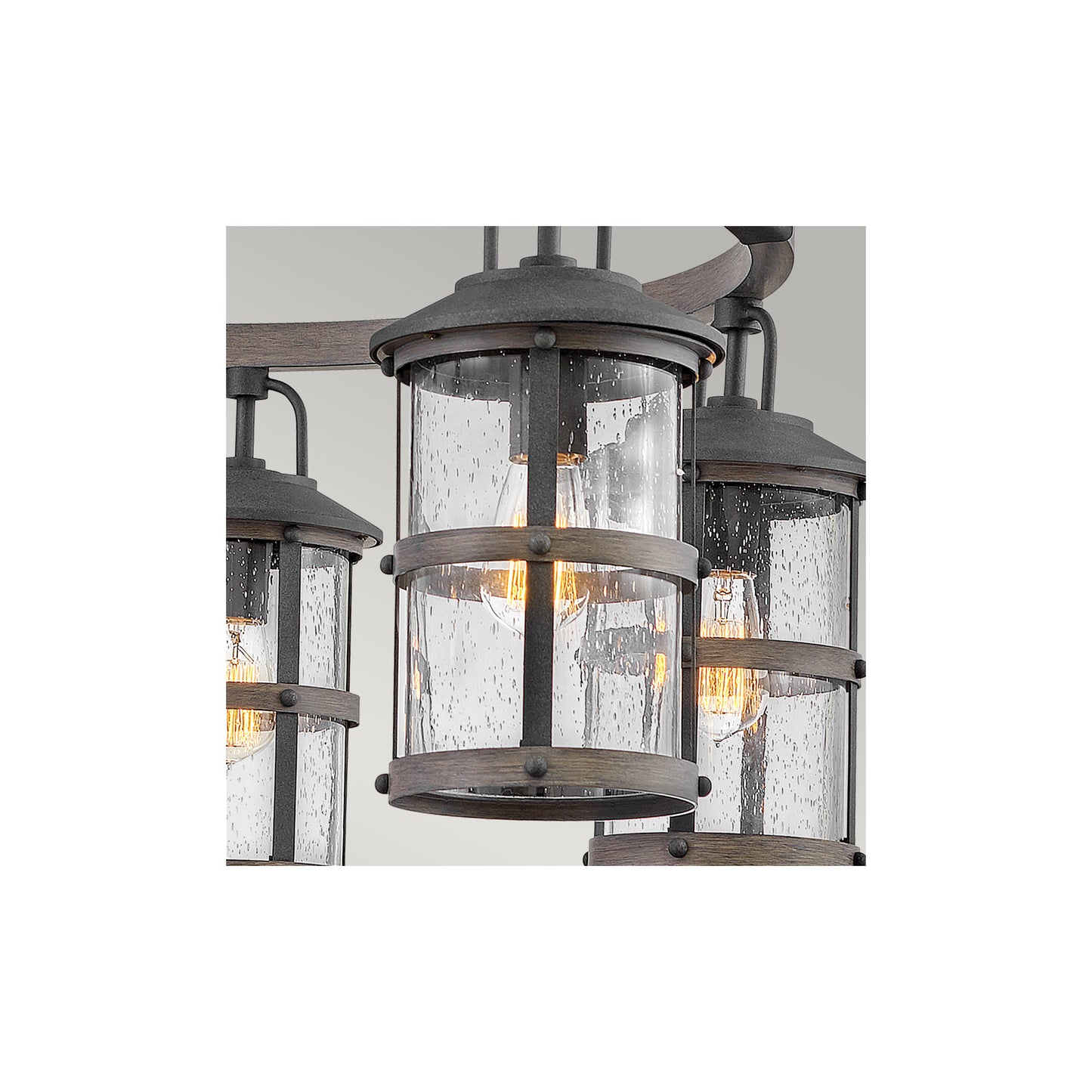 Lakehouse 6-Light Outdoor Chandelier in Aged Zinc with Driftwood Grey