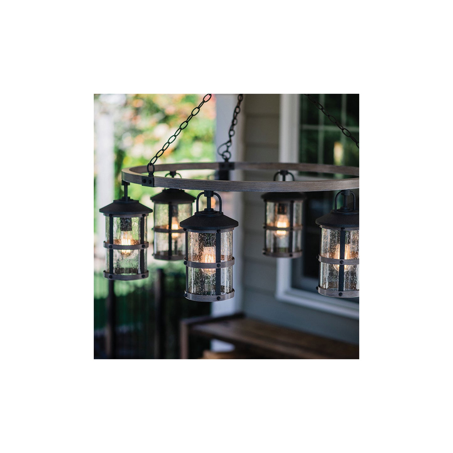 Lakehouse 6-Light Outdoor Chandelier in Aged Zinc with Driftwood Grey