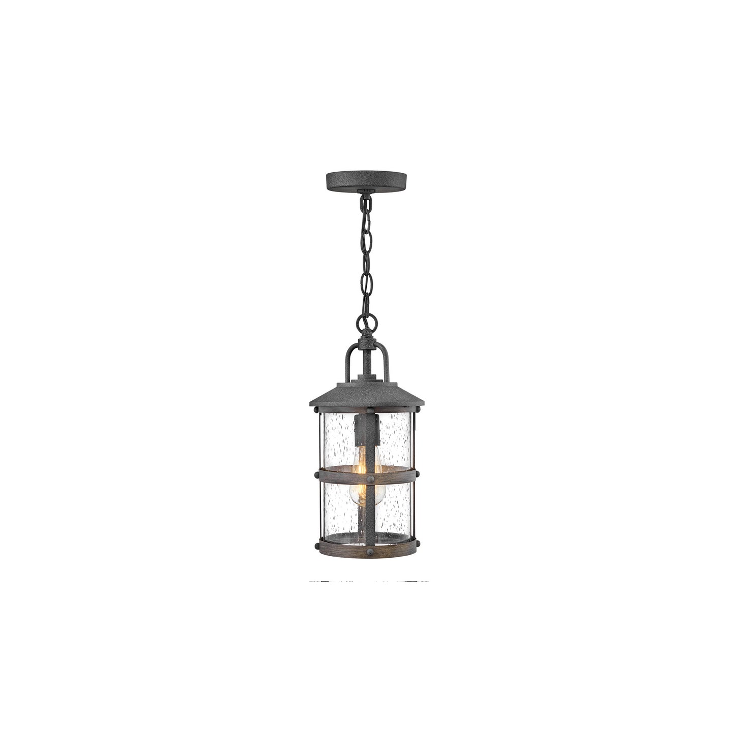 Lakehouse 1-Light Small Chain Lantern in Aged Zinc with Driftwood Grey