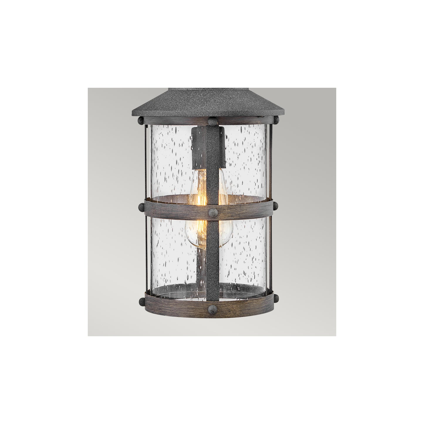Lakehouse 1-Light Small Chain Lantern in Aged Zinc with Driftwood Grey