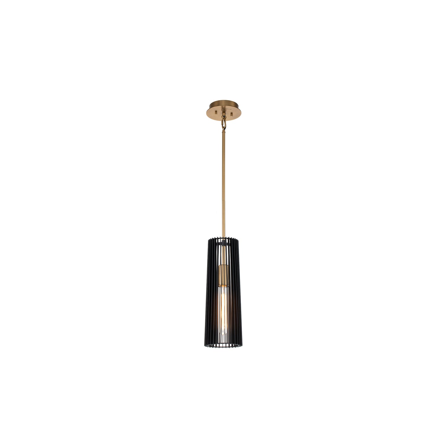 Linara 1-Light Pendant in Black & Natural Brass