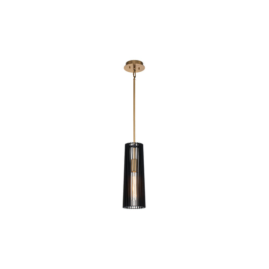 Linara 1-Light Pendant in Black & Natural Brass