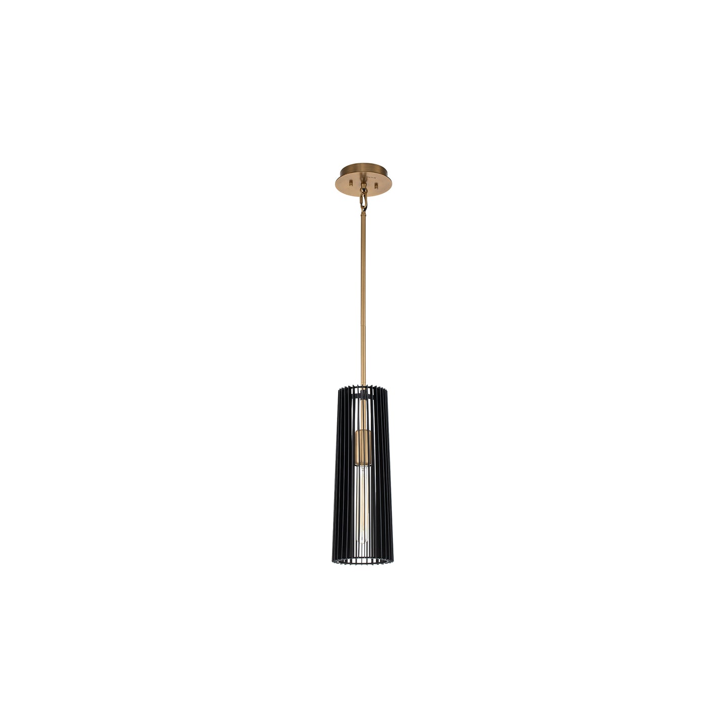 Linara 1-Light Pendant in Black & Natural Brass