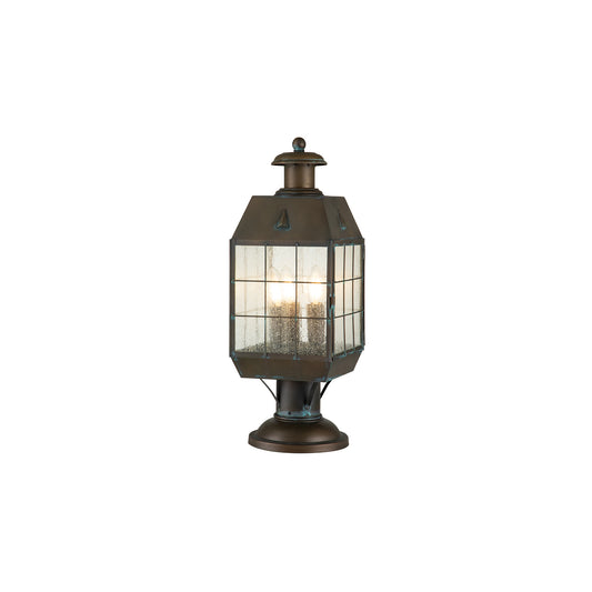Nantucket 3-Light Large Pedestal Lantern in Aged Brass