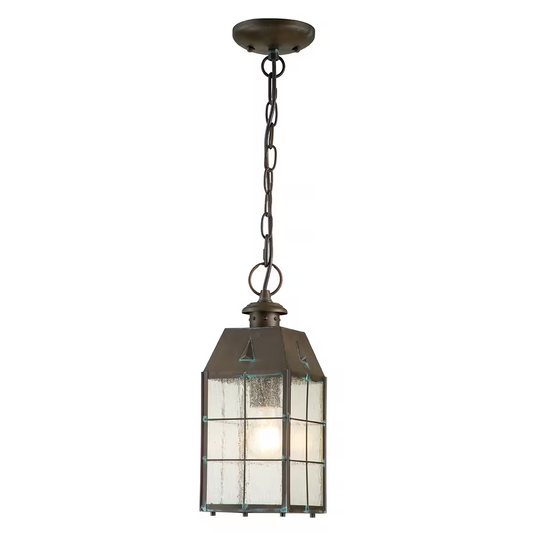 Nantucket 1-Light Medium Chain Lantern in Aged Brass