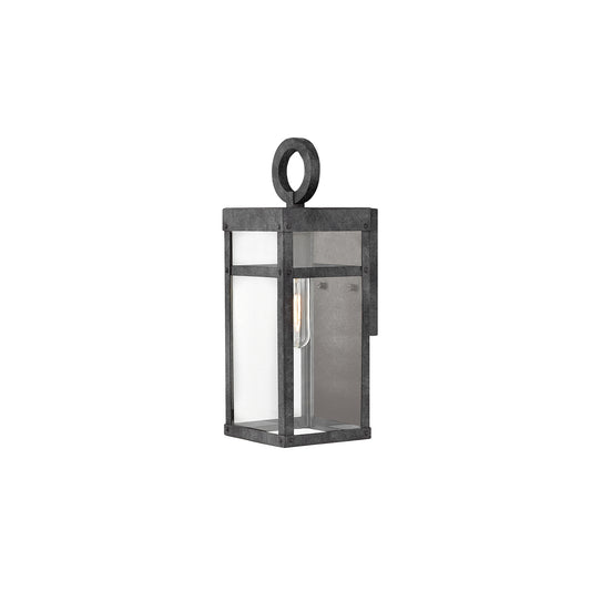 Porter 1-Light Small Wall Lantern in Aged Zinc