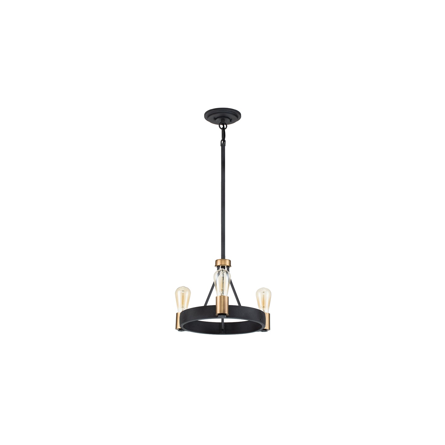 Silas 3-Light Pendant in Aged Zinc & Heritage Brass