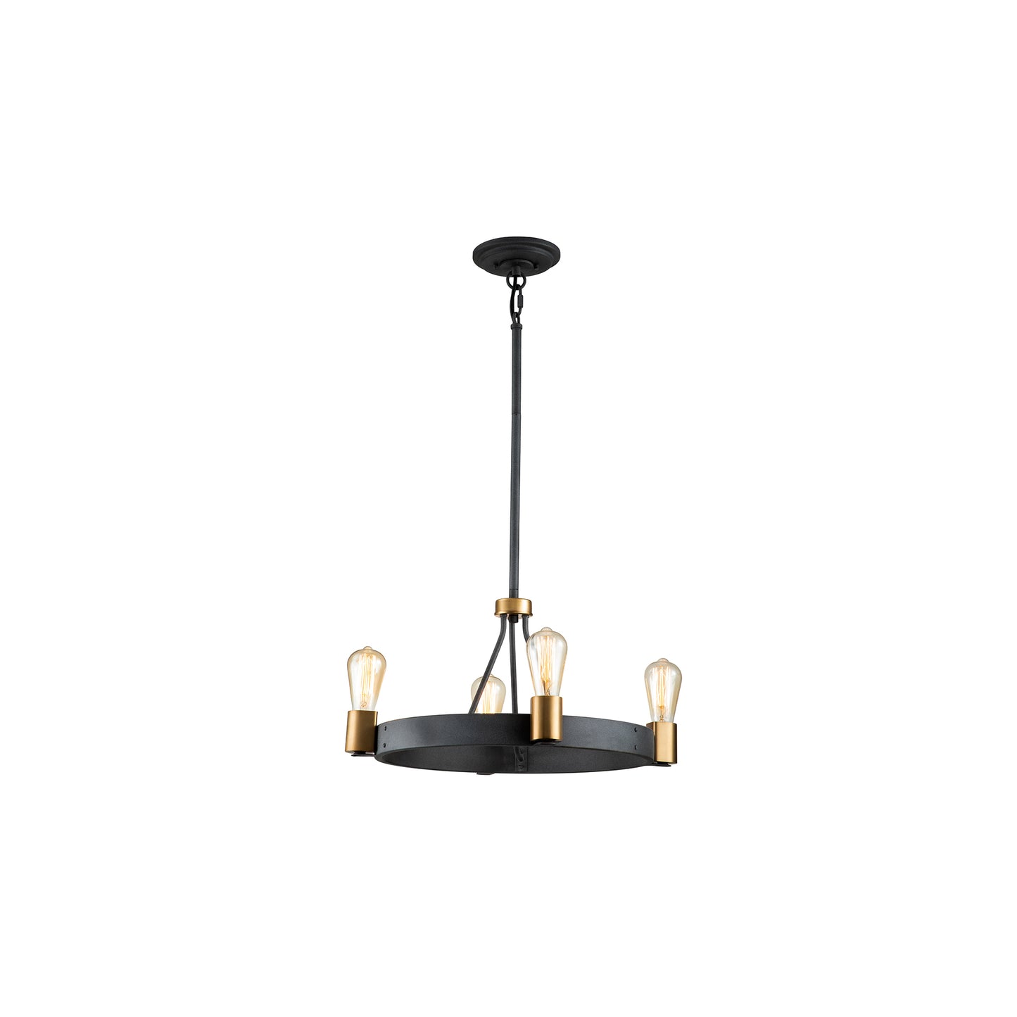 Silas 4-Light Pendant in Aged Zinc & Heritage Brass