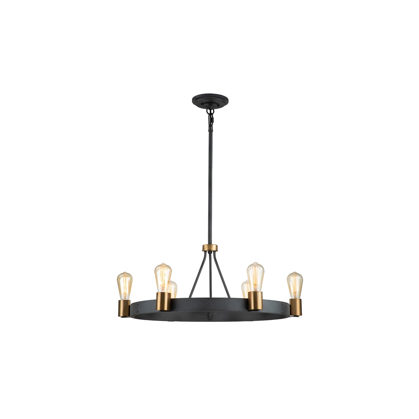 Silas 6-Light Pendant in Aged Zinc & Heritage Brass