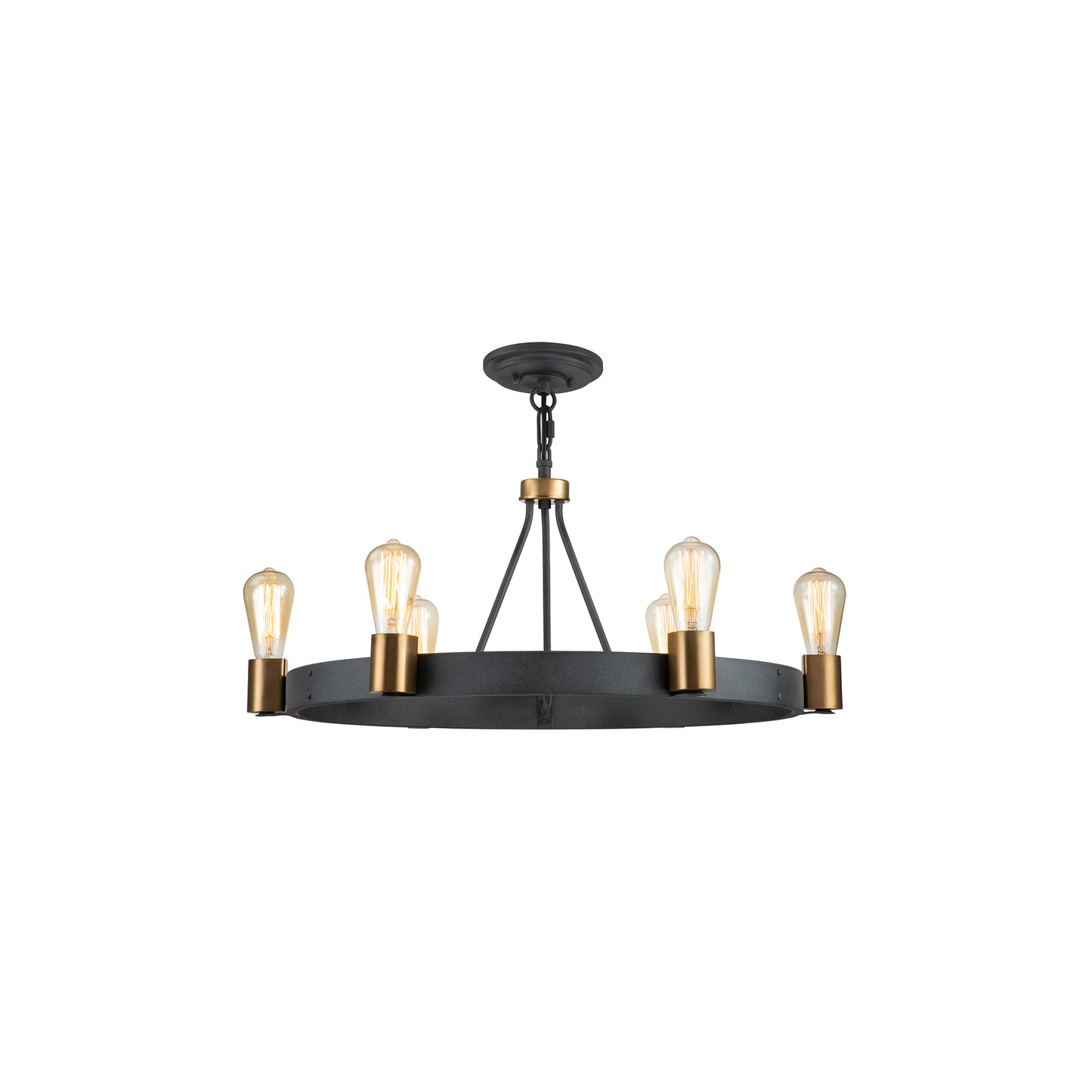 Silas 6-Light Pendant in Aged Zinc & Heritage Brass