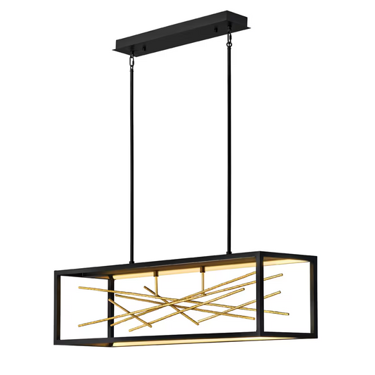 Styx LED Island Pendant in Black & Gilded Gold