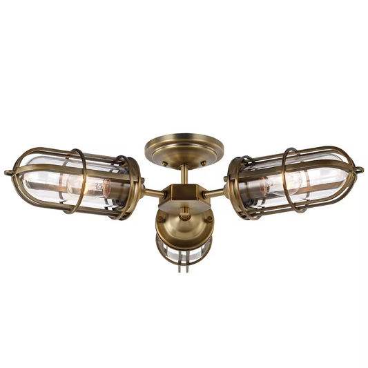 Urban Restoration 3-Light Semi Flush in Dark Antique Brass