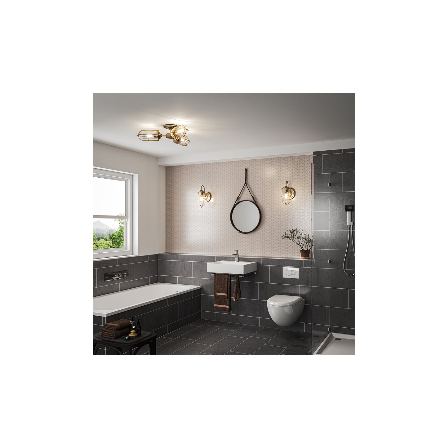 Urban Restoration 3-Light Semi Flush in Dark Antique Brass