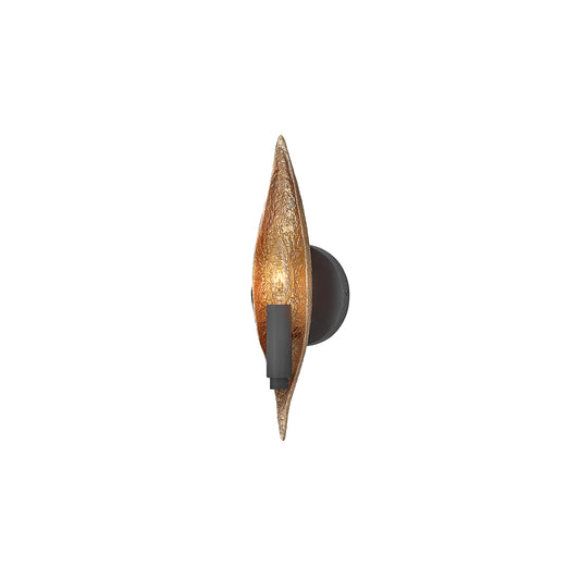 Willow 1-Light Wall Light in Carbon Black with Deluxe Gold