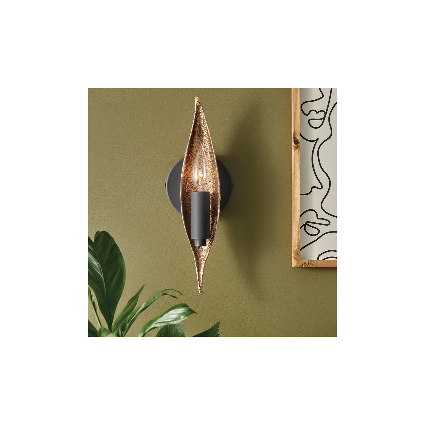 Willow 1-Light Wall Light in Carbon Black with Deluxe Gold