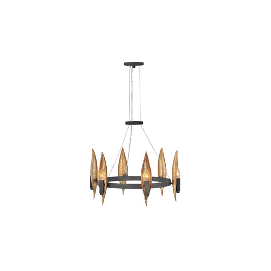Willow 6-Light Chandelier in Carbon Black with Deluxe Gold