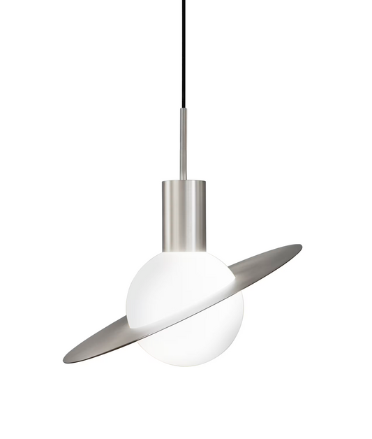 Saturne LED Pendant with Solar System Shaped Rotating Brass Ring