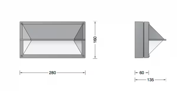 Bega Rectangular Outdoor Wall Light — Integrated LED, IP65