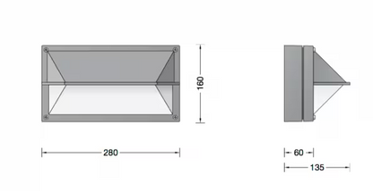 Bega Rectangular Outdoor Wall Light — Integrated LED, IP65