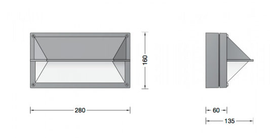 Bega Rectangular Outdoor Wall Light — Integrated LED, IP65