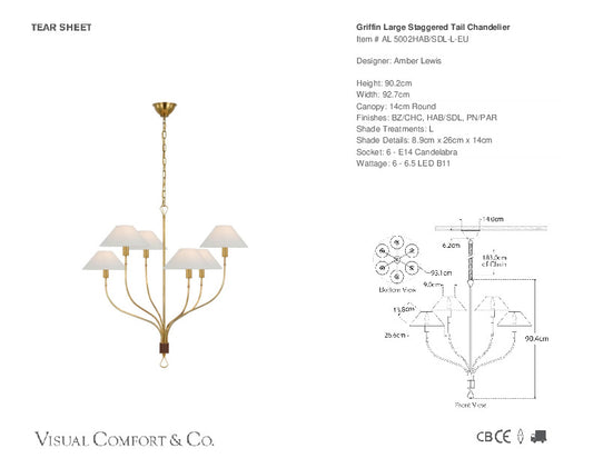 Visual Comfort Griffin Large Staggered Tail Chandelier