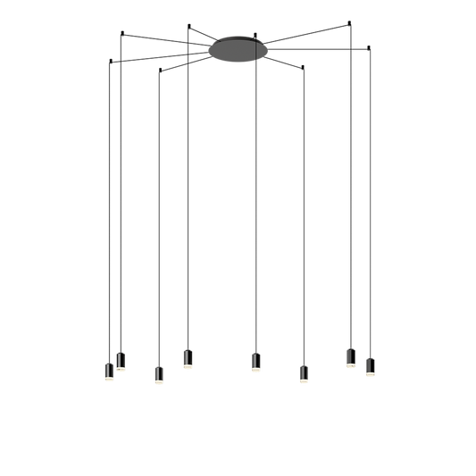 Wireflow FreeFrom 8-Light LED Pendant with Black Glass Diffuser