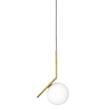 Flos IC S1 Small Steel Pendant with Blown Glass Opal Diffuser in Brushed Brass