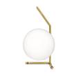 Flos IC T1 Low Chrome Steel Table Lamp with Blown Glass Opal Diffuser in Brushed Brass