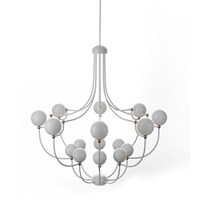 Dots 16-Light Chandelier Copper Highlights White Glass Shades