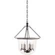 Visual Comfort Country Large Clear Glass Bell Jar Pendant Lantern in Polished Silver