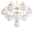 Mullan Lighting Rome Thirteen-Light Chandelier with Heavy Chain & White Glass in Polished Brass