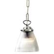 Mullan Lighting Gadar Single Industrial Pendant with Clear Prismatic Glass in Polished Chrome