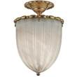 Visual Comfort Rosehill White Glass Elongated Semi Flush in Hand Rubbed Antique Brass