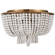 Visual Comfort Jacqueline White Glass Flush Mount in Hand Rubbed Antique Brass
