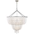 Visual Comfort Jacqueline White Glass Two-Tier Pendant in Burnished Silver Leaf with White Acrylic