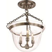 Country Clear Glass Semi-Flush Bell Jar Lantern