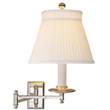 Visual Comfort Dorchester Swing Arm Wall Lamp with Silk Crown Shade in Polished Nickel