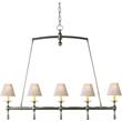 Visual Comfort Classic Linear Pendant with Natural Paper Shades in Antique Nickel