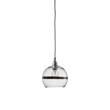 EBB & FLOW Rowan 15cm Small Mouth Blown Glass LED Pendant with Metallic Stripe in Platinum/Clear