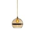 EBB & FLOW Rowan 28cm Large Mouth Blown Glass LED Pendant with Metallic Stripe in Gold/Gold