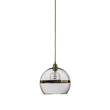 EBB & FLOW Rowan 28cm Large Mouth Blown Glass LED Pendant with Metallic Stripe in Gold/Clear