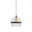 EBB & FLOW Rowan 28cm Large Mouth Blown Glass LED Pendant with Metallic Stripe in Copper/Clear