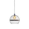 EBB & FLOW Rowan 28cm Large Mouth Blown Glass LED Pendant with Metallic Stripe in Platinum/Clear