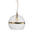 EBB & FLOW Rowan 39cm Extra-Large Mouth Blown LED Pendant with Metallic Stripe in Gold/Clear